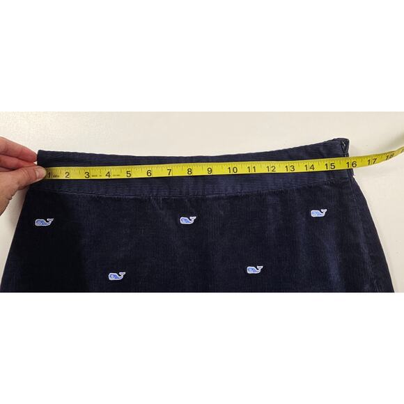 Vineyard Vines Corduroy Mini Skirt Sz 6 whale embroidered EUC preppy Navy blue - Picture 5 of 5
